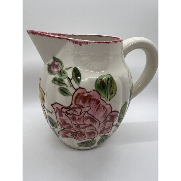 Southern Potteries Blue Ridge Erwin Rose Pitcher, Virginia Style 6 Inch Jug - Picture 1 of 16